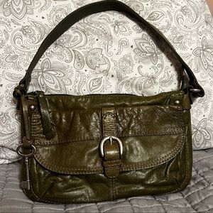 Fossil Green Handbag Leather/Canvas